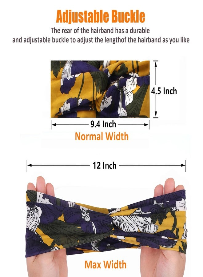 Keeshibao Wide Headbands for Women Non Slip Soft Fabric Hair Wrap, 4-Pcs Cloth Headbands, Boho Stretchy Fashion Headbands Fabric Twist Head Wraps for Women Girls Workout Yoga Hair Bands- Leopard - Image 3